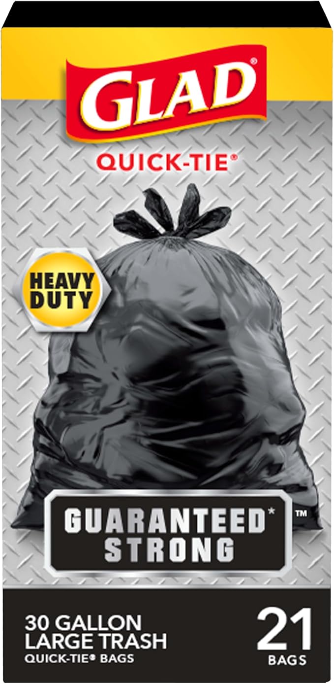 Glad Trash Bags, Strong Quick-Tie Large Garbage Bags