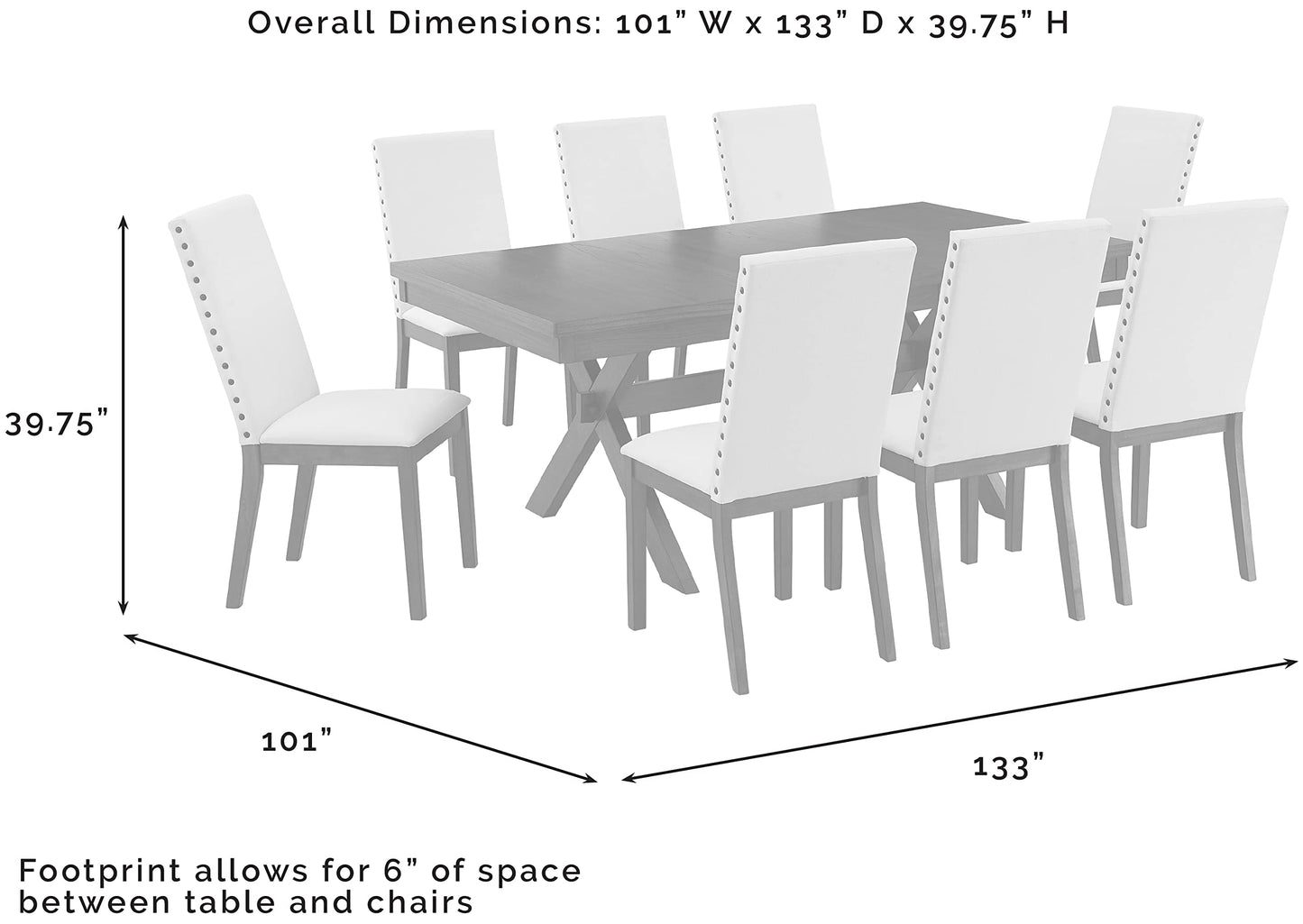 Crosley Furniture Hayden 9-Piece Modern Farmhouse Dining Table Set for 8 with Parsons Chairs, Slate