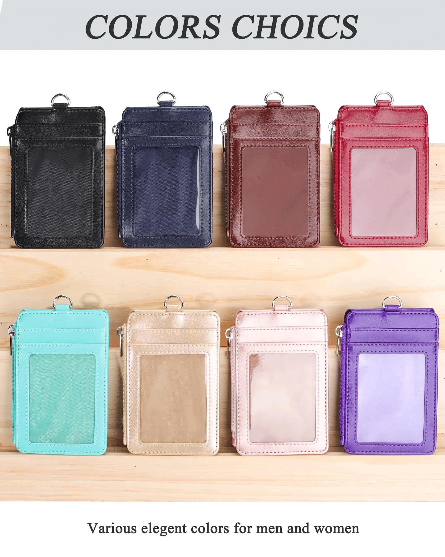 Teskyer ID Badge Holder with Lanyard, 1 Zip Pocket and 4 Card Slots, Lanyard ID Card Holder Wallet for Office School Work Badges, Cruise Ship Cards, Hotel Key Cards, Pass Cards - Black