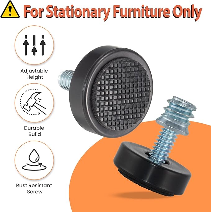 1/4-20 Adjustable Furniture Leveler, 16 Pack Rubber Leveling Feet Screws in