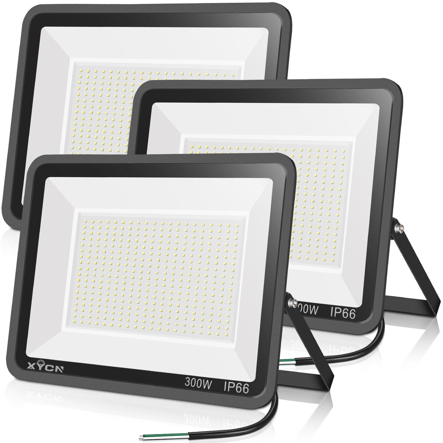 XYCN 3 pack 300W LED Flood Light,Super Bright Daylight (2000W Equivalent)42,500LM 5000K IP66 Waterproof Security Outdoor LED Arena Lights Commercial Lighting Floodlight for Backyard|Court|Stadium|Yard