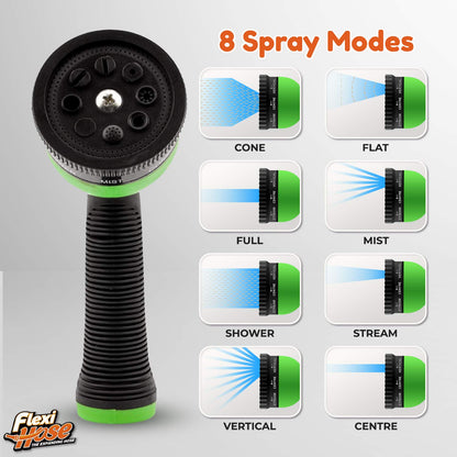 Flexi Hose Expandable Garden Hose - 75FT Heavy Duty Water Hose, Retractable Hose with 2cm Brass Fittings - Expandable Hose Design Includes Spray Nozzle (Green 23 Metres)