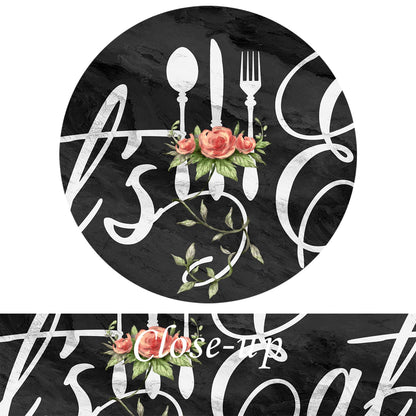 KREATIVE ARTS Farmhouse Kitchen Wall Art - Let's Eat Sign Poster - Black Marble Canvas Prints - Ready to Hang 12x36'' Painting for Dining Room and Kitchen Decor