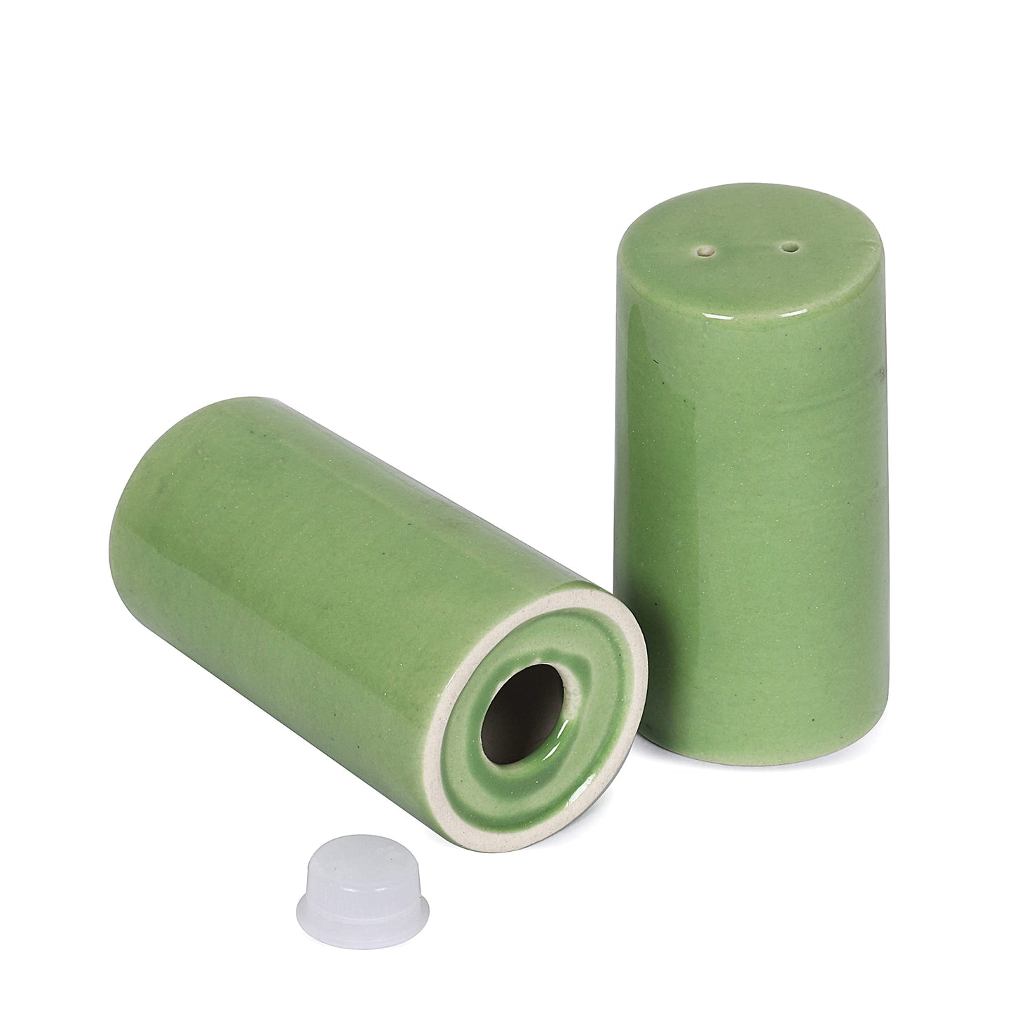 Ceramic Salt and Pepper Shakers| Holder for Dining Table|Dispensers for Home & Kitchen Green (Set of 2)