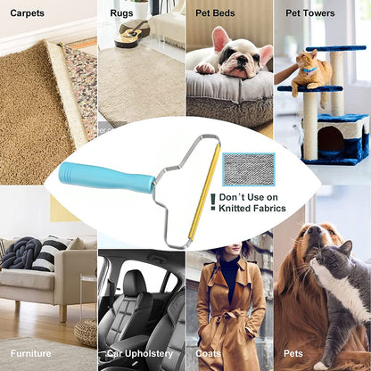 Pet Hair Removal Tool,BSIWWO Cleaner Pro Pet Hair Remover,Multi Fabric Edge and Carpet Rake,Pet Hair Remover for Couch,Dog Hair Remover and Cat Hair Remover for Rugs,Couch&Pet Towers(Blue)