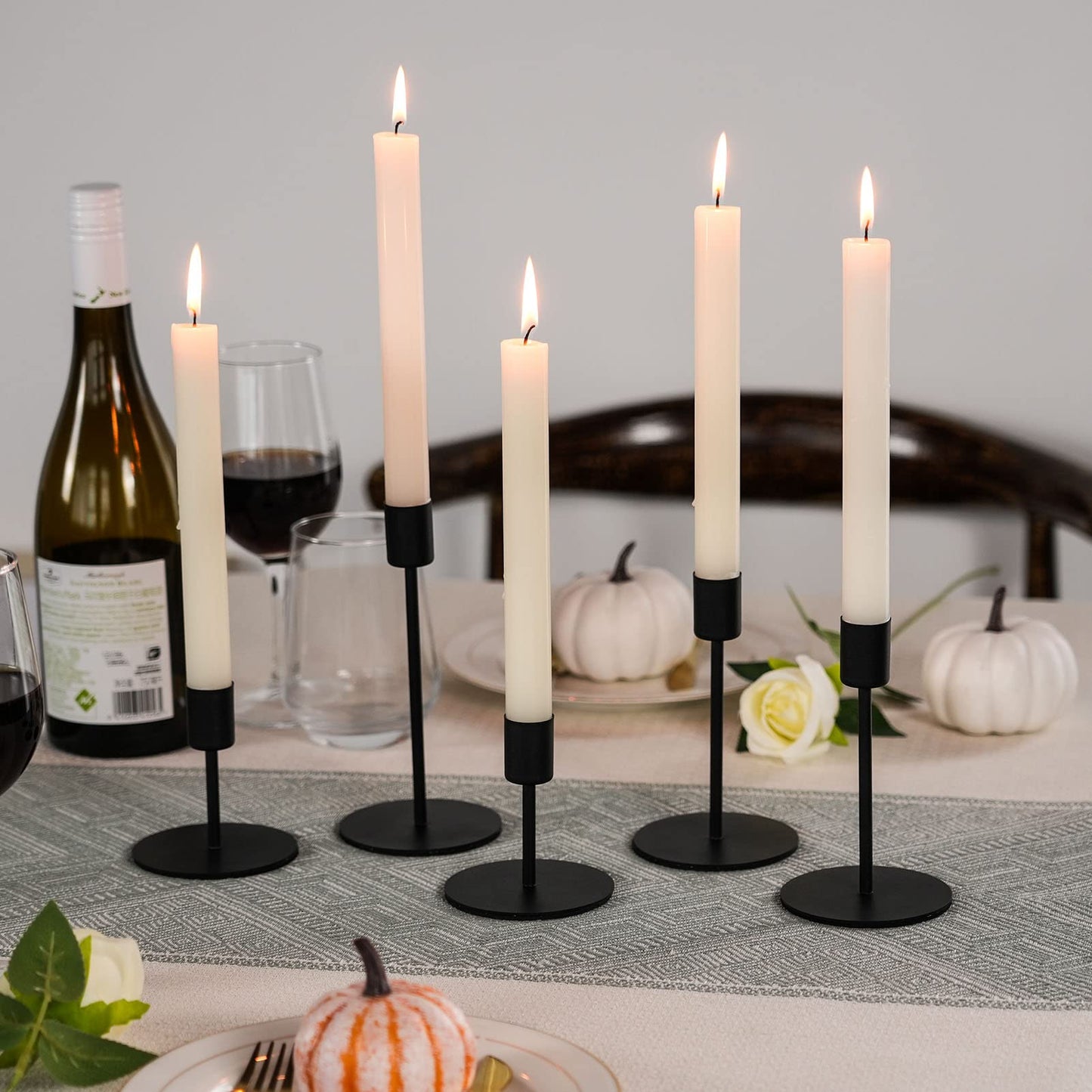 Smtyle Black Candlestick Holders Metal Taper Candle Holders Set of 5 Candle Stick Holder for Wedding Dinning Table Certerpiece Festive Party