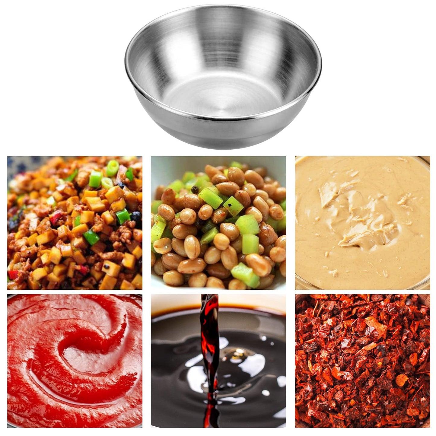 Onlycooker Sauce Cup 12 Piece Condiment Cups 3.2 Inch Stainless Steel Sauce Dish Dipping Bowl Small Seasoning Round Side Dish Bowls Plate for Appetizer Pinch Soy Sushi