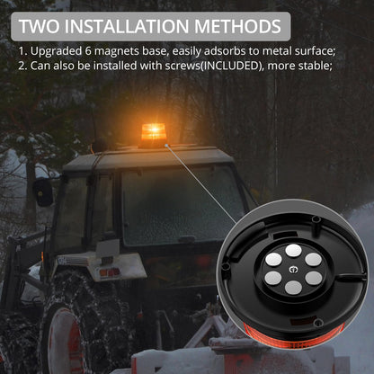 Justech 12/24V Flashing Beacon 40W 40 LED Emergency Warning Strobe Light Amber Strobe Lights 7 Flash Modes Waterproof with Magnetic Base for Truck Vehicle