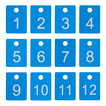 StayMax ABS Plastic Numbered Key Tags Rectangle ID Tag Number Disc with Hole (1-50, Blue)