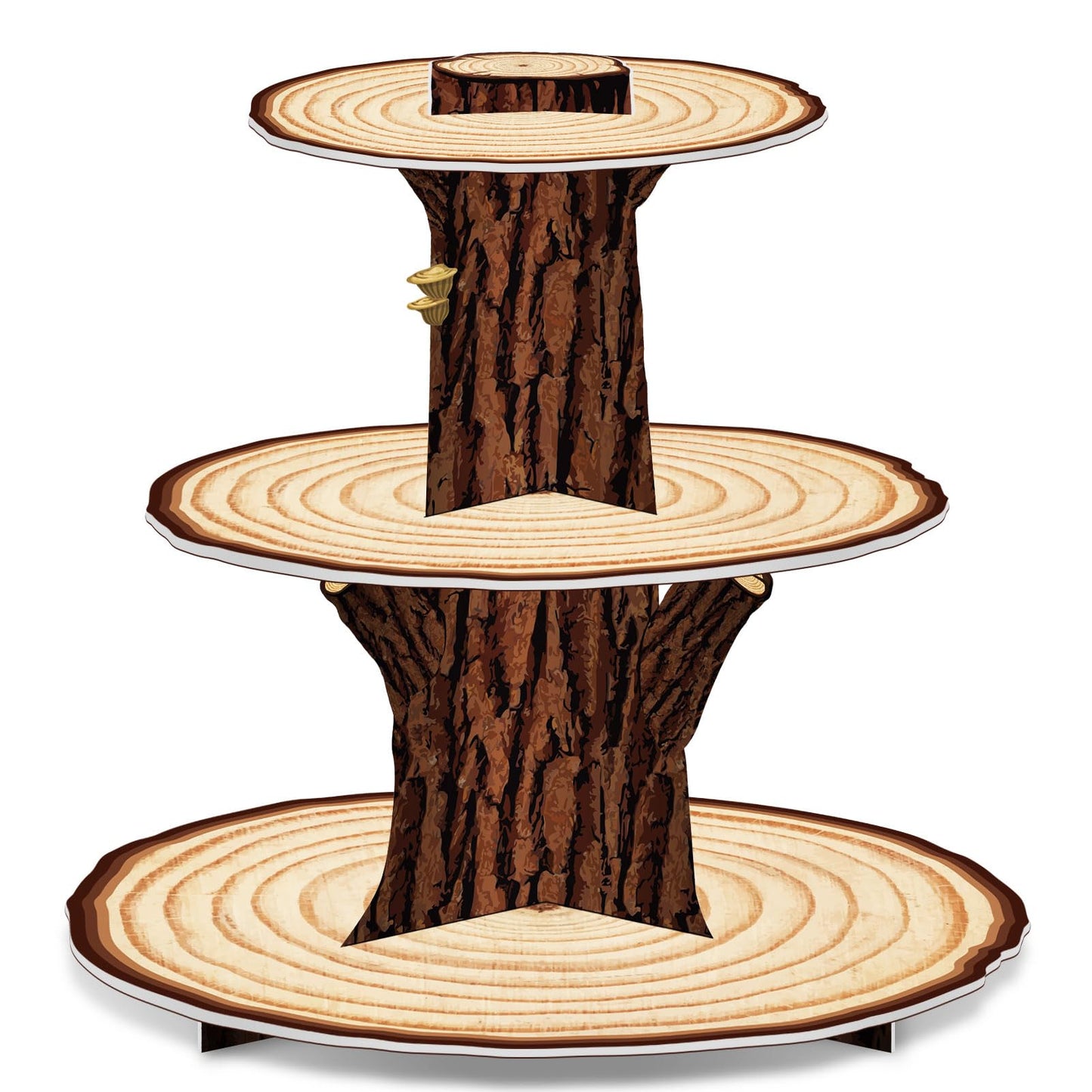 Wooden 3 Tier Cupcake Stand Decoration - Rustic Wood Cupcake Stand Decor for Camping, Birthday, Safari Party Supplies