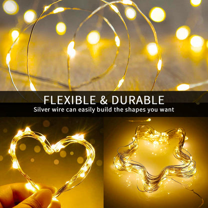 JMEXSUSS 4 Pack 100 LED Solar Fairy Lights, 33ft Warm White Solar String Lights Outdoor Waterproof, 8 Modes Copper Wire Solar Twinkle Lights for Garden Yard Tree Wedding