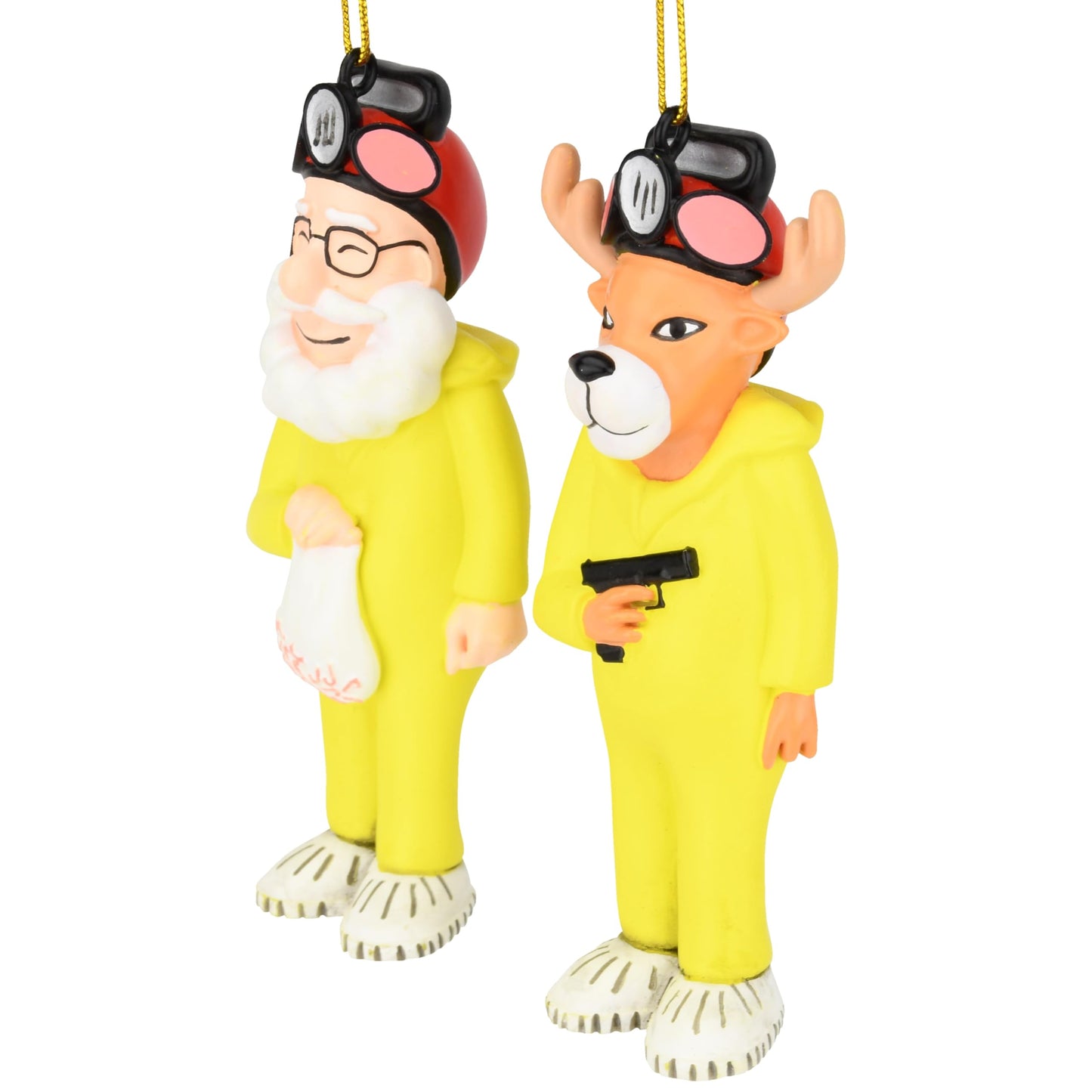 Tree Buddees Breaking Bulbs Christmas Ornaments 2-Pack Funny Parody Santa & a Reindeer in Hazmat Suits – Holiday Pop Culture Décor