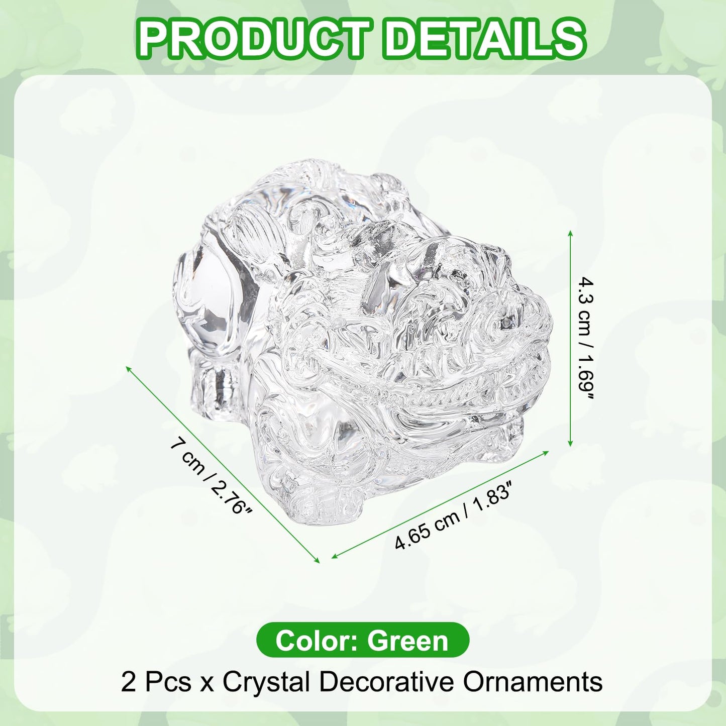 uxcell 2 Pcs Crystal Decorative Ornaments, 1.7" H Chinese Feng Shui Crystal Figurine Mini Pi Xiu Collectible Decor for Table Home Hanging Decorations, Transparent