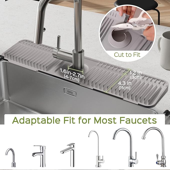 24 Inch Silicone Faucet Mat for Kitchen Sink Splash Guard – 2025 Upgraded