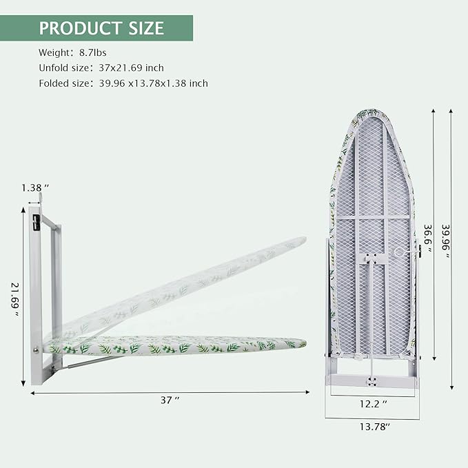 SheeChung Wall Mounted Ironing Board 36"X12", Foldable Ironing Boards