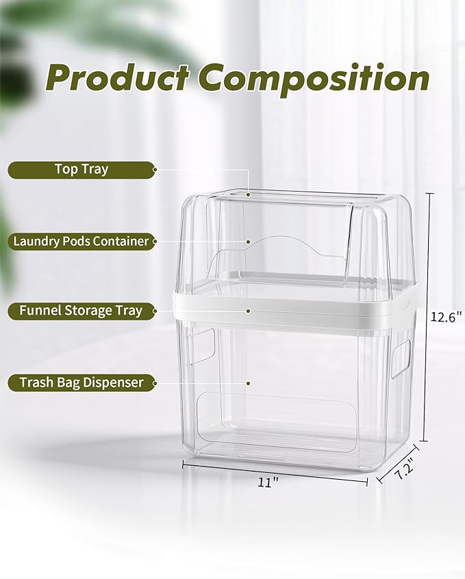 Trash Bag Dispenser Dishwasher Pod Organizer, 3 in 1 Grocery Garbage Bags