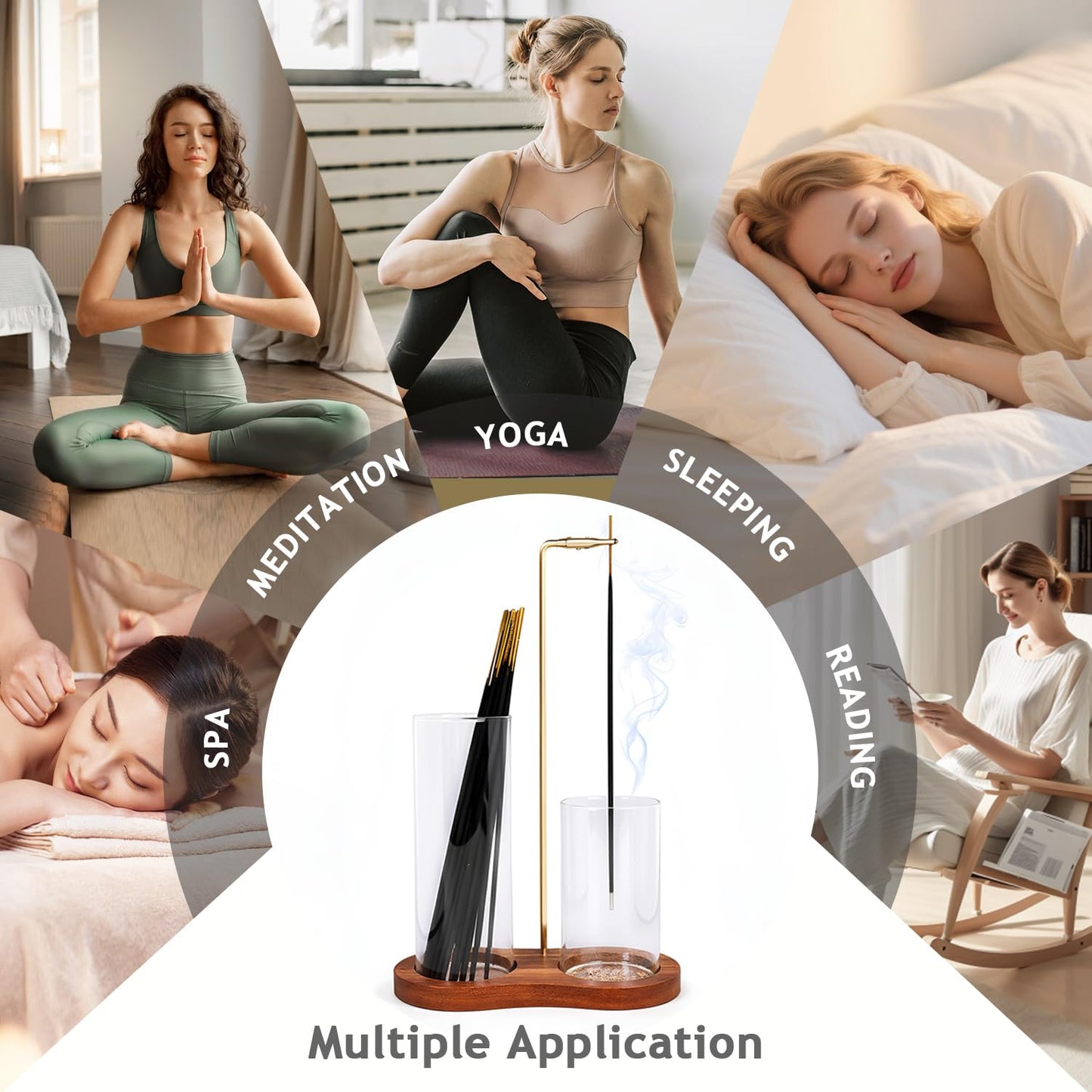 2 in 1 Incense Holder, Glass Incense Holder for Sticks, Anti-Ash Incense Burner with Removable Ash Catcher and Incense Storage for Yoga Meditation Spa Home Decor (Size A)