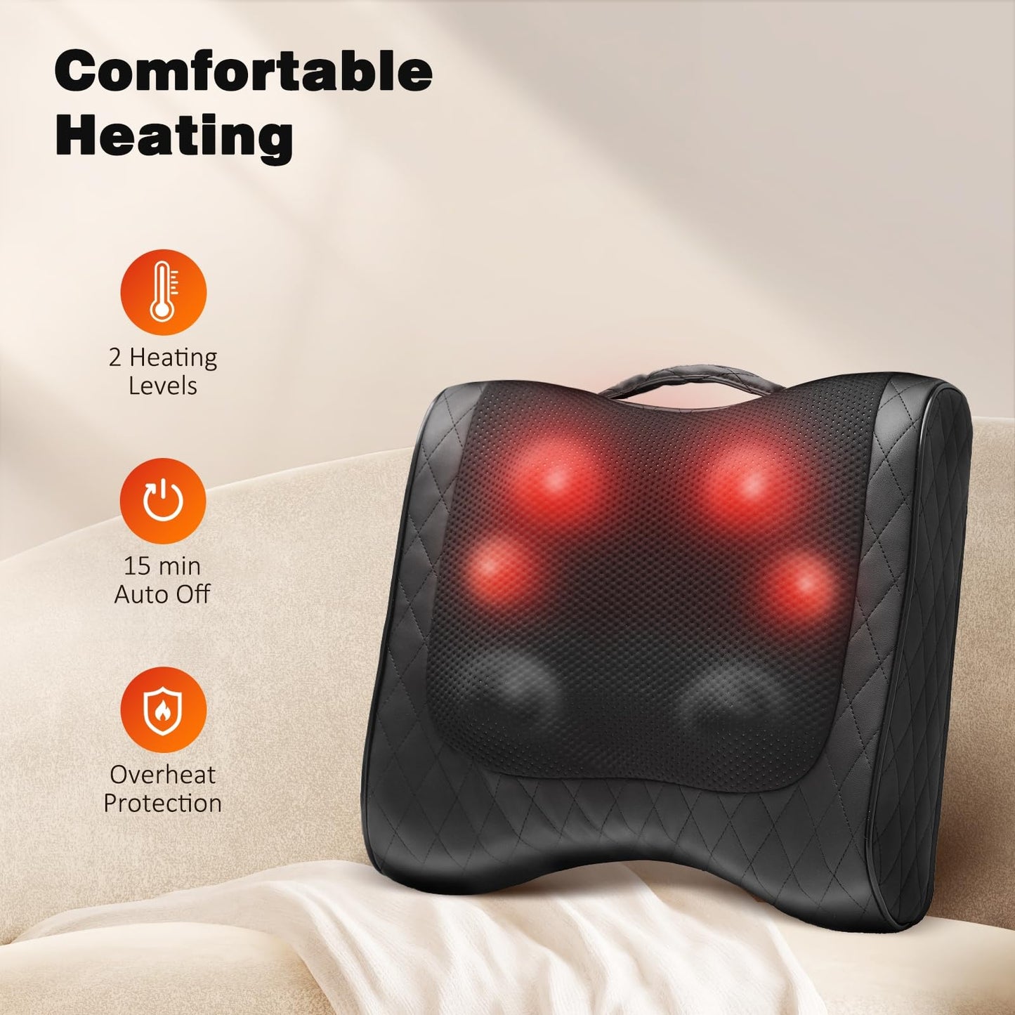 Boriwat Back Massager with Heat, Neck Massager for Pain Relief Deep Tissue, 3D Kneading Massage Pillow for Back, Neck, Shoulder, Legs, Gifts for Women Men Mom Dad