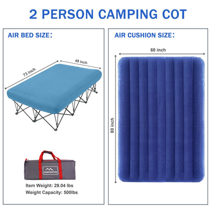 KAMPKEEPER Camping Cot,Camping Cots for Adults,Folding Camping Cot with Inflatable Air Mattress and Carry Bag,for Outdoor Travel Camp Beach Vacation (not Included The Airpump)