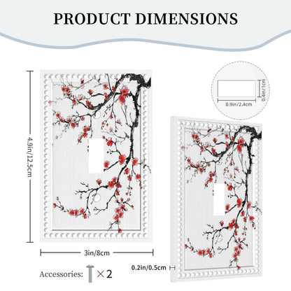 Red Plum Blossom 1 Gang Light Switch Plate Oriental Asian Chinese Traditional Ink Painting Classic Art Natural Creative Single Toggle Wall Plate Cover Switchplate Faceplate Japanese Ink Abstract Decor