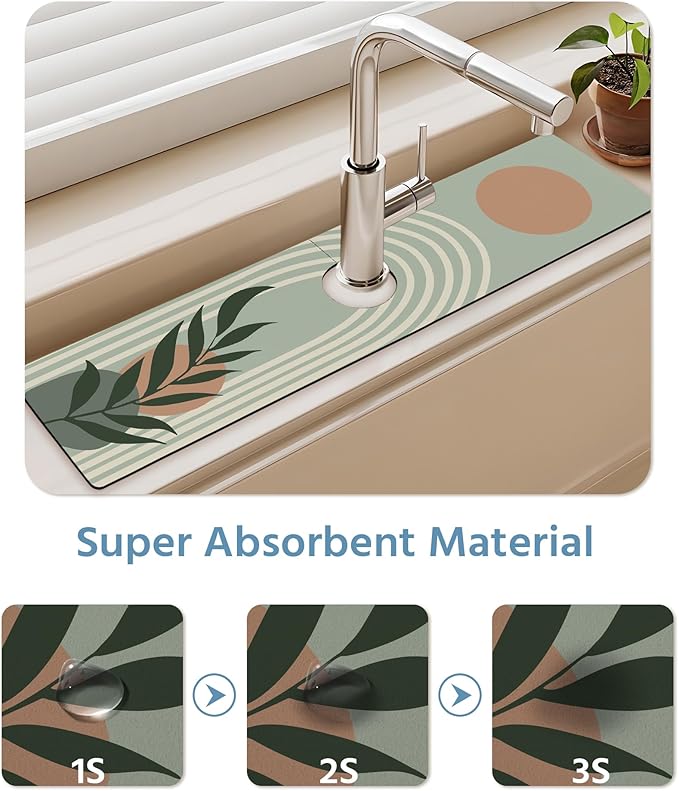 Patterned Sink Faucet Mat Kitchen Splash Guard Super Absorbent Drying Mat