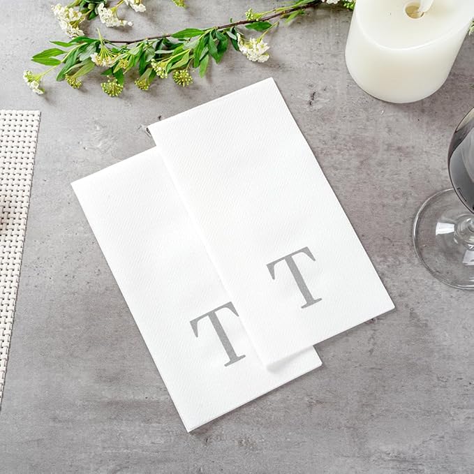 Luxenap 15.8 X 7.9 Inch Linen-Feel Guest Towels, 50 Lettered Hand Towels