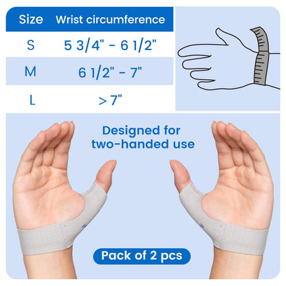 Willcom Thumb Brace Compression Sleeve (2 PCS) - Soft Elastic Thumb Spica Protector for Relieving Pain, Arthritis, Joint Pain, Tendonitis, Sprains-Breathable, Comfortable, Lightweight(Small)