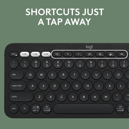 Logitech Pebble Keys 2 K380s, Multi-Device Bluetooth Wireless Keyboard with Customizable Shortcuts, Slim and Portable, Easy-Switch for Windows, macOS, iPadOS, Android, Chrome OS - Tonal Graphite