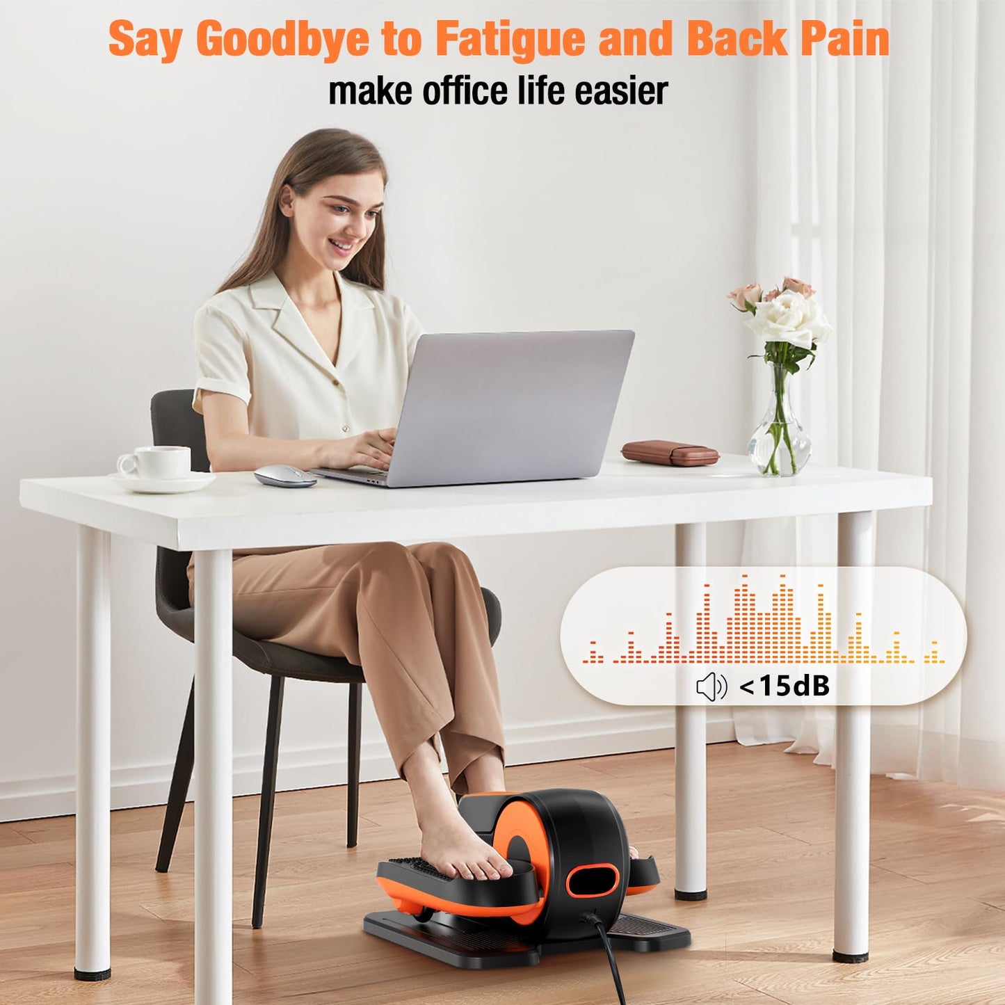 Under Desk Elliptical Machine, Ellipse Leg Exerciser as Seen on TV with Remote, 15 Adjustable Speed, Portable Elliptical Machine While Sitting for Seniors, Quiet for Home Office