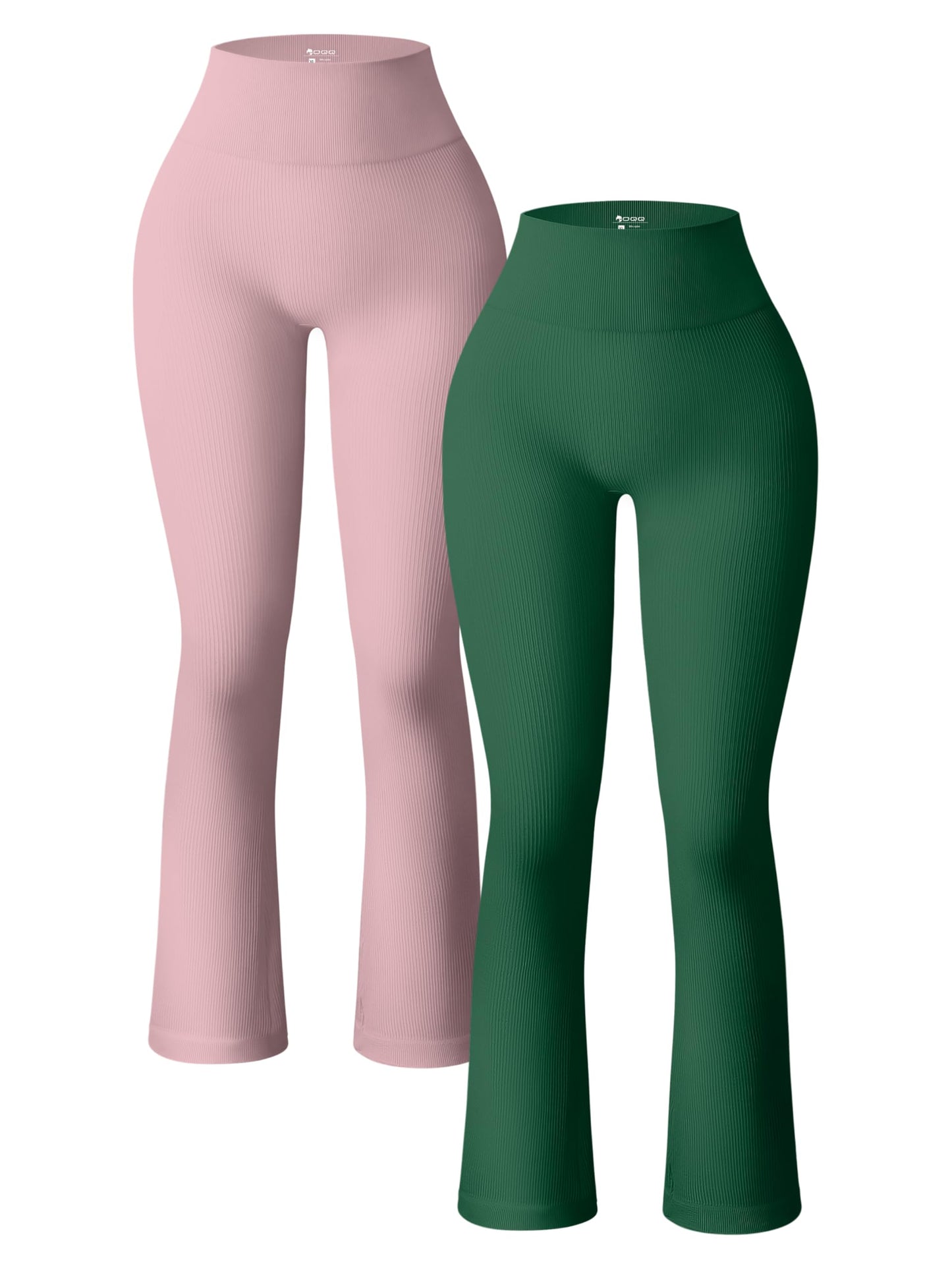 OQQ Women's 2 Piece Yoga Pants Ribbed Seamless Workout High Waist Bell Bottoms Flare Leggings