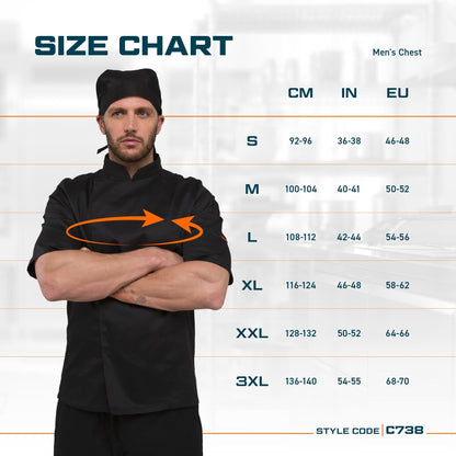 Portwest C738 Men's Mesh Air Pro Chef Jacket Short Sleeve Breathable Durable Slim Fit Texpel Finish Workwear Apron with Sleeve Pocket Machine Washable, White, XL