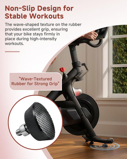 4 Pack 3/8 Inch Leveling Foot Pads with Stainless Steel Screws, Rubber Swivel Non-Slip Shock Absorbing, Compatible with Peloton Bike and Bike+, Replacement Leveling Feet for Spin Bike Stability