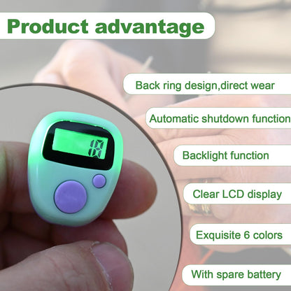 WEIMELTOY Electronic Finger Counter Clicker Counter with LED 5 Digit LCD Tally Counter Direct Wear Counting for Knitting/Golf/Coaching/Goods/Counting/Lap Etc 6 Pack(with Spare Battery)