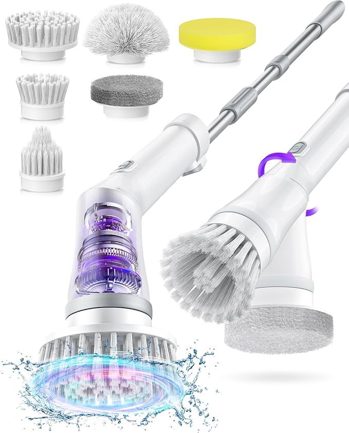 NBONEBS Electric Spin Scrubber, Cordless Shower Scrubber Rotary Floor Brushes &