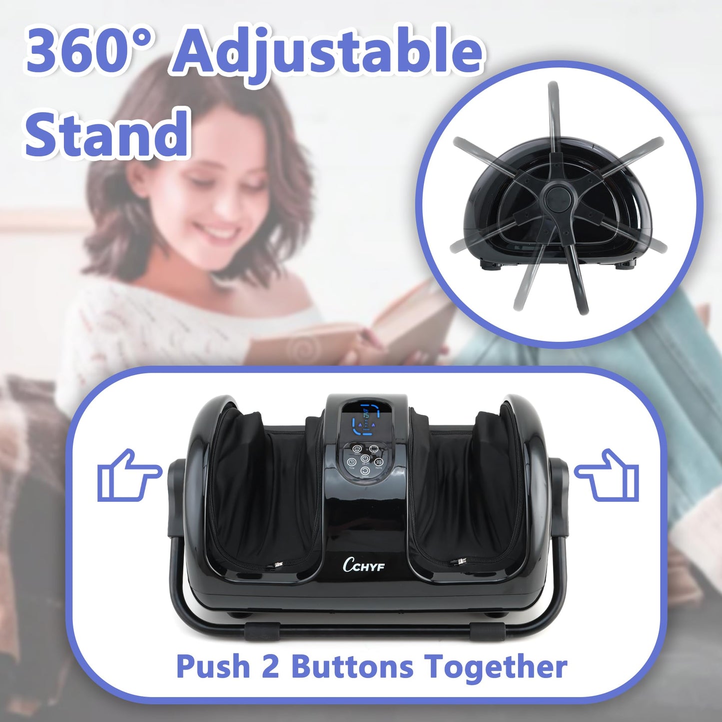 CCHYF Foot Massager with Heat,Shiatsu Foot Massager for Plantar Fasciitis,Pain Relief and Heat Therapy,Massage Leg/Calf/Ankle with Deep Kneading,Gift for Family and Friends(Black)