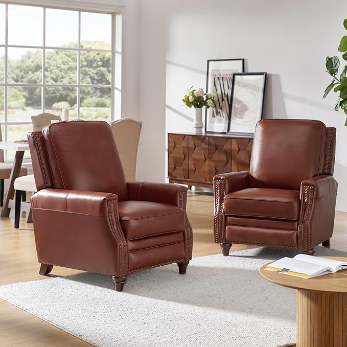 HULALA HOME Genuine Leather Manual Recliner Chair