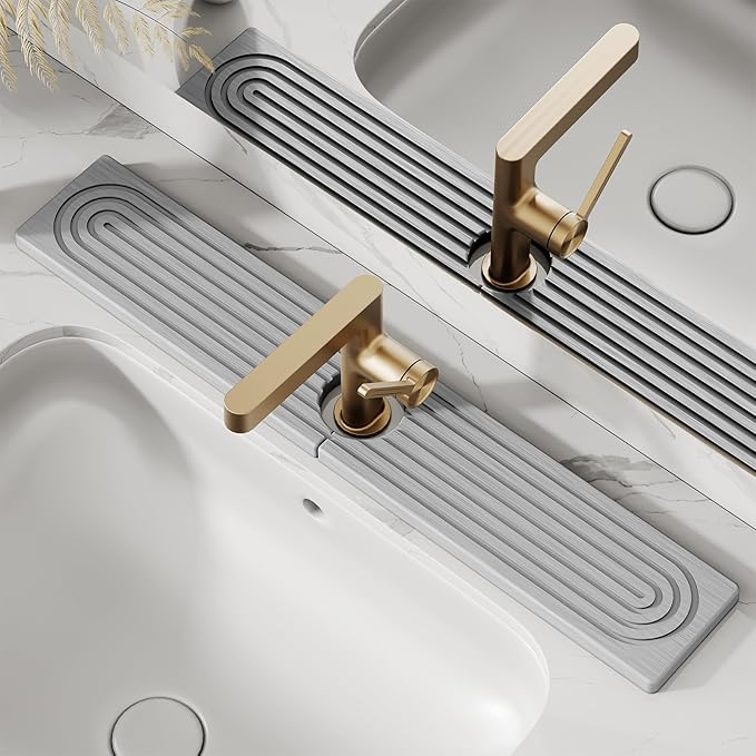 Stone Faucet Mat for Kitchen Sink, Diatomite Drying Stone Tray & Sink Protector