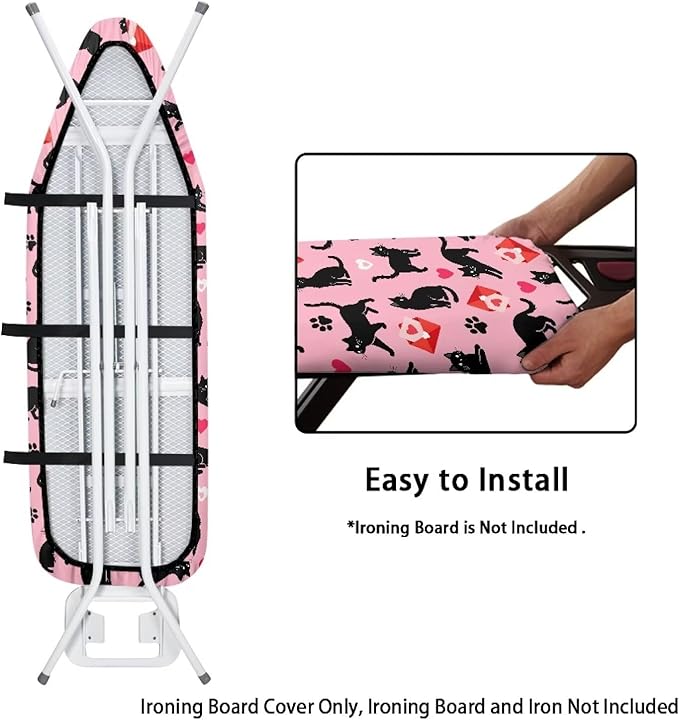 Cat Ironing Board Cover Scorch Resistant Padding Elastic Edge Heavy Duty Iron