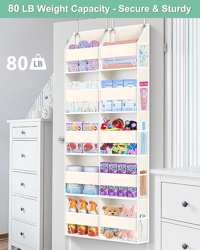 Heavy Duty Over The Door Organizer 5 Tiers, Extra Large Behind Door Storage of