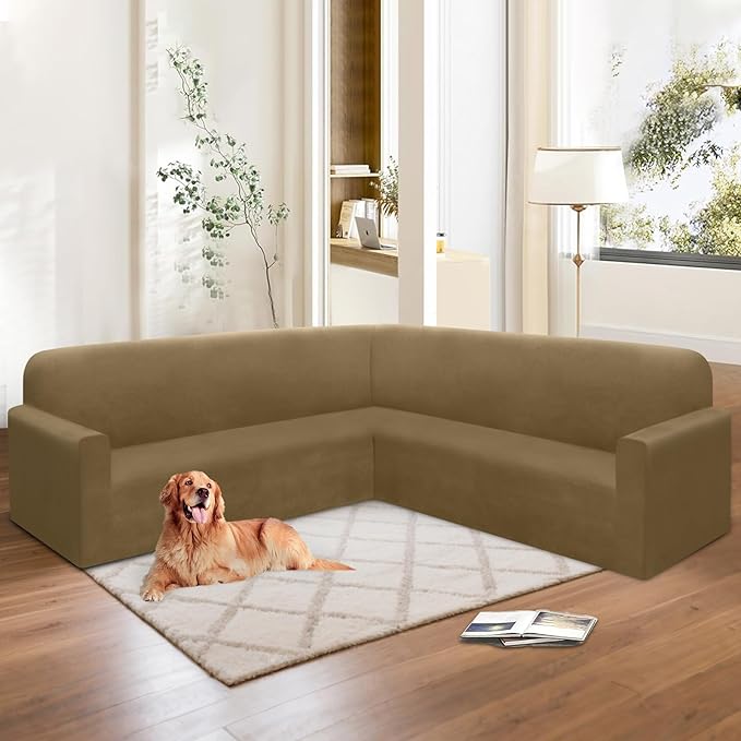 HDCAXKJ Corner Sectional Couch Covers Velvet Stretch L Shape Sofa Cover Soft