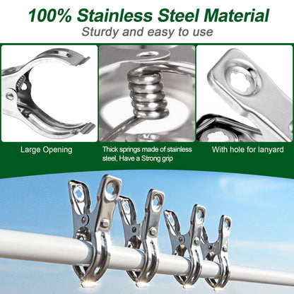 Samhopo 60 Pcs Row Cover Clips, Garden Clamps for Netting, Greenhouse Clamps Made of Stainless Steel, Have a Strong Grip of Greenhouse Clips, For 1/2'', 3/4'', 1'' Garden Hoops or Pvc