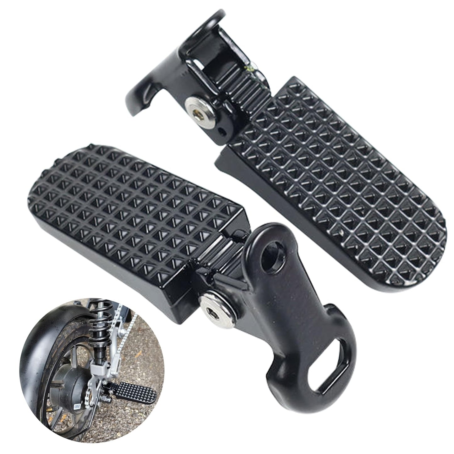 1 Pair Mini Bike Foot Pegs,Bike Rear Pedals Aluminium Alloy Non Slip Bicycle Pegs Quick Release Foot Plates Pedals for Mountain Cycle and Folding Bicycle(Color:Black)