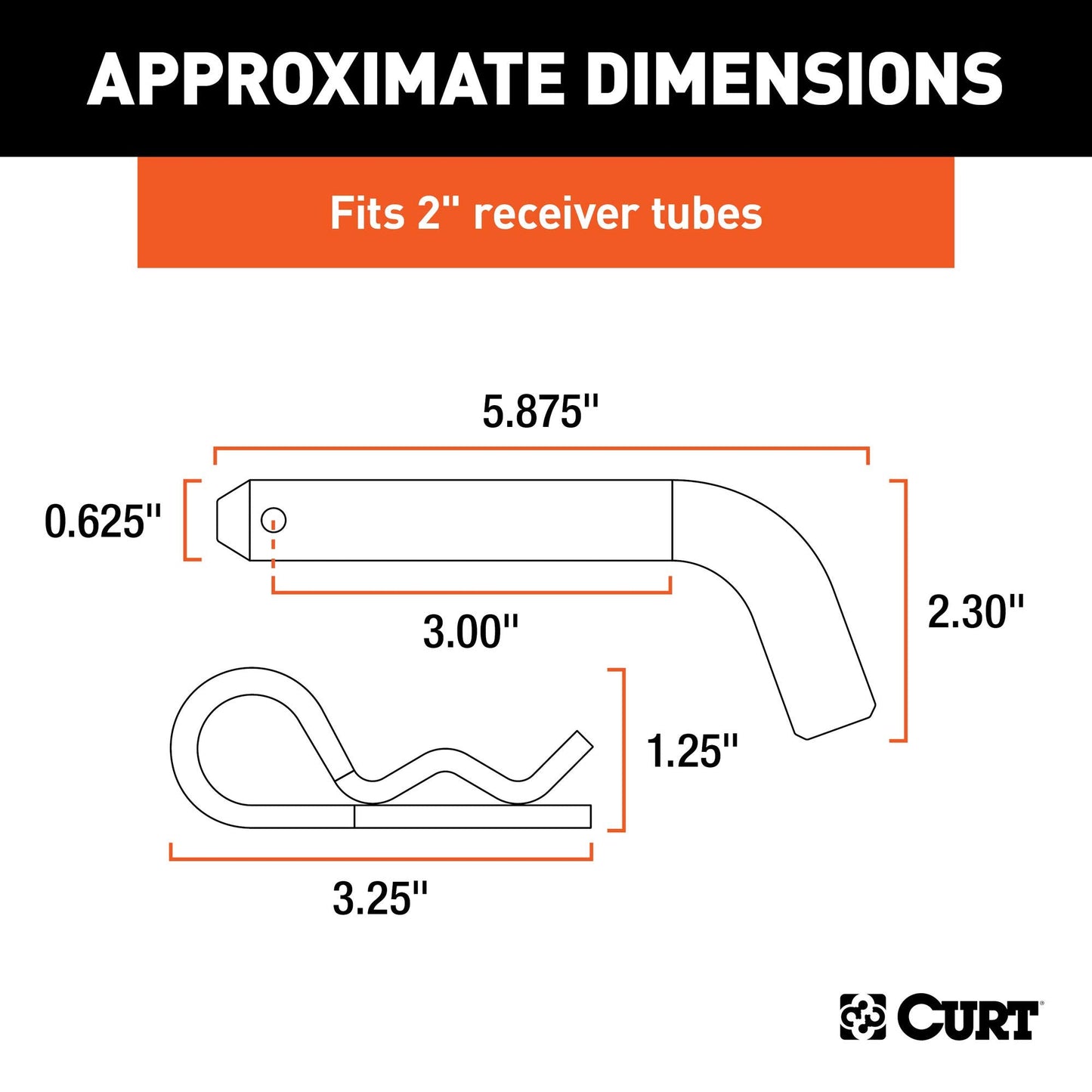 CURT 21579 Black Trailer Hitch Pin & Clip, 5/8-Inch Diameter, Fits 2-Inch Receiver