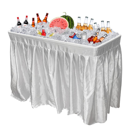 GUAGUA Ice Cooler Table - Portable Bar Table for Events Outdoor Cooler Stand with Drain for Parties Drink Foldable Picnic Table Party (WhiteA)
