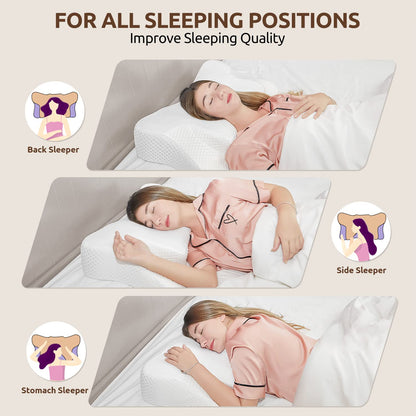 DONAMA Cervical Neck Pillow for Pain Relief,Odorless Contour Memory Foam Pillows with Cooling Pillowcase Cozy Sleeping, Orthopedic Ergonomic Bed Pillows for Side Back Stomach Sleepers