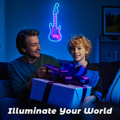 CoolGift Mart Electric Guitar Neon Light, Dimmable LED Guitar Neon Wall Sign USB Powered, Decorations for Bedroom Living Room Man Cave Music Studio, Gift for Guitar Players Guitarists Music Lovers