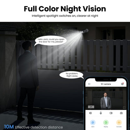 Cameras for Home Security-2.4GHz Wireless Security Camera Outdoor with AI Motion Detection & Siren, Non-Stop Solar Powered Charging, 2K Color Night Vision, SD/Cloud Storage, Waterproof, S1 4P