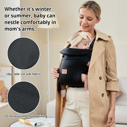 vrbabies Baby Carrier from Newborn, Ice Silk Baby Sling with Adjustable Belt & 3D Breathable Mesh, Face-in and Face-Out Front and Back Carry for Newborns and Older Babies 4-15kg Bl-Belt