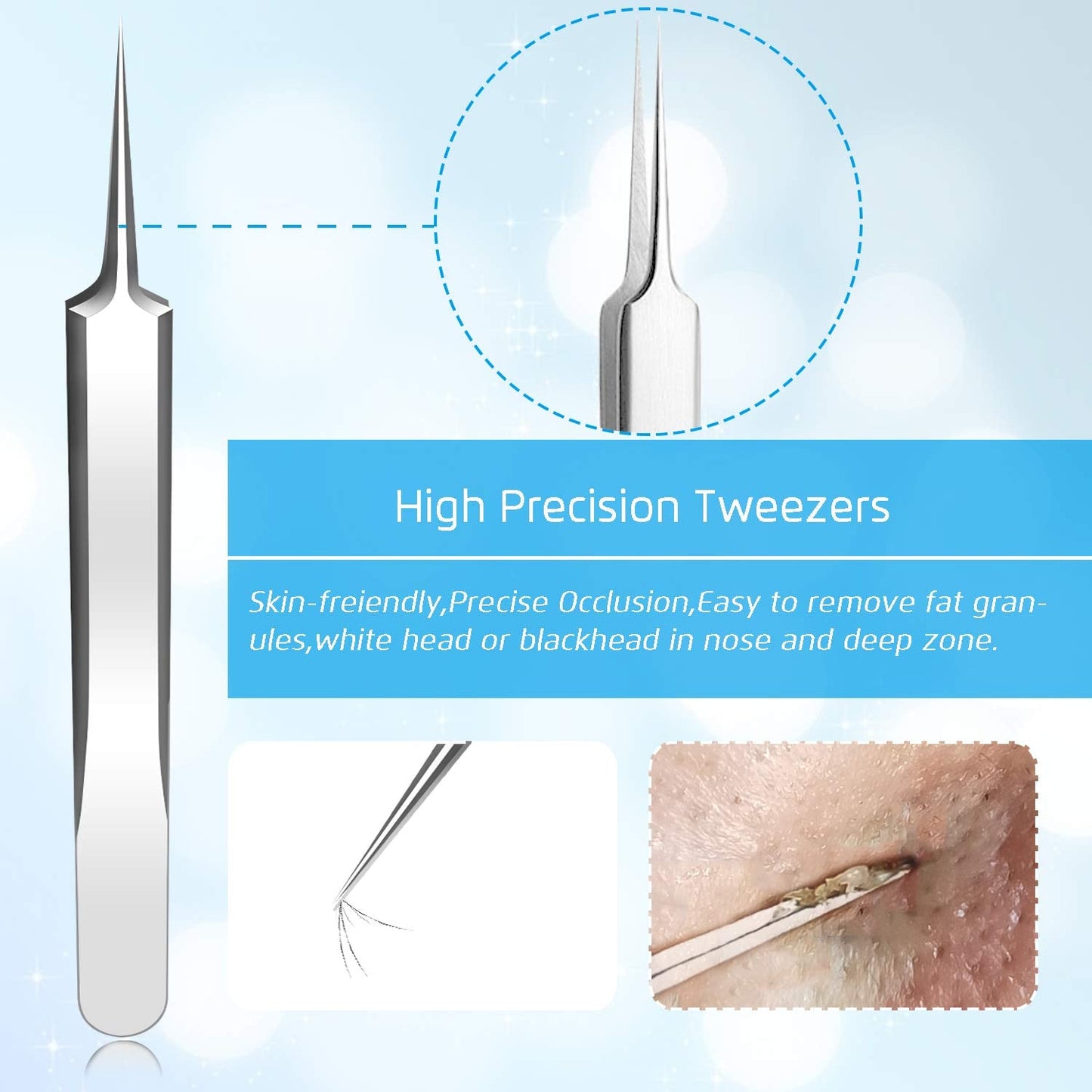 Blackhead Remover Tools Pimple Popper Tool Kit, Comedones Extractor Acne Removal Kit for Blemish, Black Head Remover for face Risk Free Treatment for Whitehead Popping