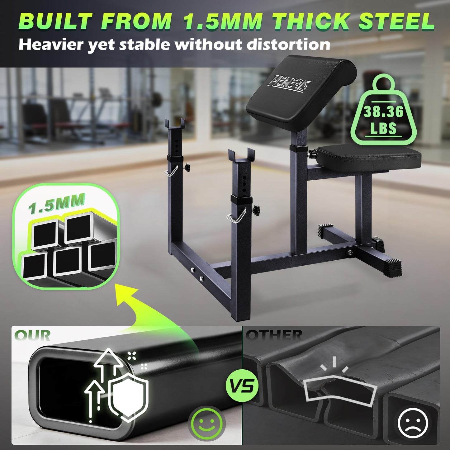 HEMERIS Preacher Curl Bench, Max Load 450 LBS Strength Training Bench Home Gym Bench Fitness Equipment,6-Level Seated Barbell Dumbbell Bicep Curl Machine Weight Bench(Black)